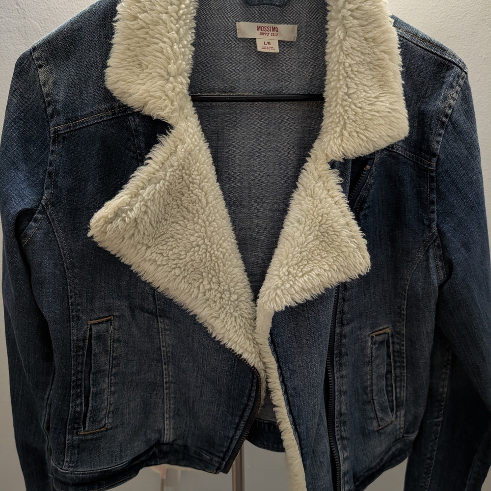 Mossimo Supply Co. Blue Denim Jacket with White Fleece